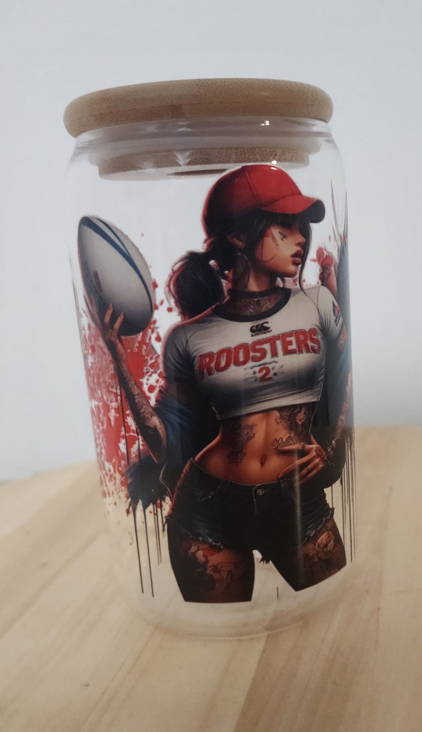 Roosters Tattooed - Glass